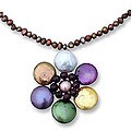 'Rainbow Blossom' Pearl and Garnet Necklace (Thailand)