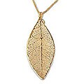 Natural Leaf Goldplated 'Forest Solo' Necklace (Thailand)