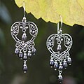 'Heart Symphony in Black' Pearl Earrings