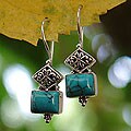 Sterling Silver and Turquoise 'Peaceful Lagoon' Earrings (Indonesia)