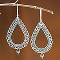 Sterling Silver 'Lace Teardrop' Earrings (Indonesia)