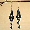 Black Lily Pearl and Onyx Earrings (India)