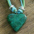 'Impassioned Heart' Chrysocolla/ Leather Necklace (Peru)