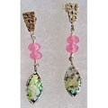 Roman Glass Pink Crystal Dangle Earrings (Israel)