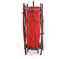 Bamboo Table / Desk Lamp Red Cotton Shade