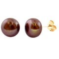 FW Chocolate Pearl Button 9-9.5 mm Earrings