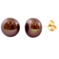 FW Chocolate Pearl Button 10-10.5 mm Earrings