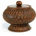 Acacia Wood Carved Dimpled Design Jar/ Bowl
