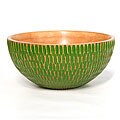 Fun Mango Wood Bowl Etched Lime Green Design