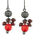 Hematite and Siam Hues Cluster Earrings