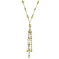 Bright Brass and Olivine-hued Tassel Drop Necklace