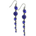 1928 Jewelry Linear Drops Jet and Blue Graduated Long Earrings