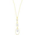 14k Two-tone Gold Oval/ Teardrop Necklace