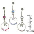 Jeweled Ring with Dangle Star 14-gauge Belly Ring