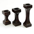 Dark Wood Candleholders (Set of 3)