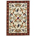 Hand-hooked Sunflower Border Cotton Rug (4 x 6)