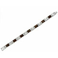 Stainless Steel Link Bracelet with Wood Accents