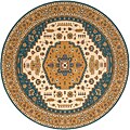 Hand-finished Teal Persian Garden Wool Rug (5' Round)