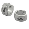 Stainless Steel Tribal Design Huggie Earrings
