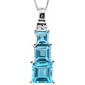 10k White Gold Blue Topaz and Diamond Necklace