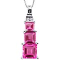 10k White Gold Pink Topaz and Diamond Necklace