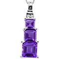 10k White Gold Amethyst and Diamond Pendant