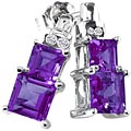 10k White Gold Amethyst and Diamond Earrings