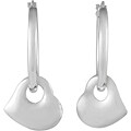 Sterling Silver Hoop Earrings with Dangling Heart