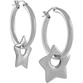 Sterling Silver Hoop Earrings with Dangling Star