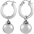 Sterling Silver Hoop Earrings with Dangling Spheres