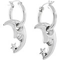 Sterling Silver Hoop Half Moon and Star Earrings