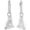 Sterling Silver Hoop Earrings with Dangling Cats