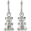 Sterling Silver Hoops with Dangling Teddy Bears