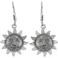 Sterling Silver Earrings with Dangling Sun Face