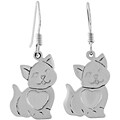Sterling Silver Dangling Cat Earrings