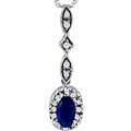 10k White Gold Blue Sapphire and Diamond Necklace