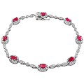 10k White Gold Ruby Diamond Bracelet
