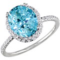 14k White Gold 1/2ct TDW Diamond Blue Topaz Ring