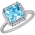 14k White Gold 1/2ct TDW Blue Topaz Diamond Ring