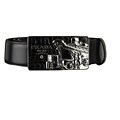 Prada Men's Black Leather Ship Buckle Belt