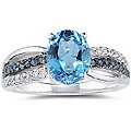10k Gold Topaz and 1/5ct TDW Blue Diamond Ring