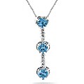 10k Gold Blue Topaz and Diamond Drop Necklace