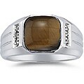 10k White Gold Diamond and Cat's Eye Men's Ring