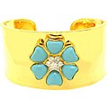14k Gold Overlay Turquoise Flower Cuff Bangle