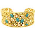 14k Gold Overlay Synthetic Turquoise Cuff Bangle