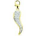 14k Gold 1/10ct TDW Diamond Italian Horn Charm