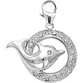 14k White Gold 1/10ct TDW Diamond Dolphin Charm