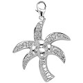 14k White Gold 1/10ct TDW Diamond Palm Tree Charm