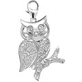 14k White Gold 1/10ct TDW Diamond Owl Charm