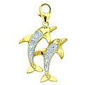 14k Yellow Gold 1/10ct TDW Diamond Dolphin Charm